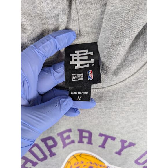 New Era EE Los Angeles Lakers Hoodie Gray M NBA x Eric Emanuel Of $160 NWT - Picture 5 of 11